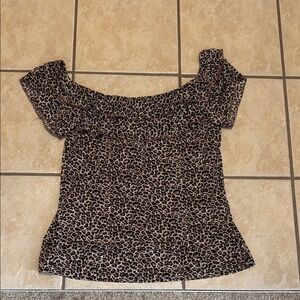 Essentials by Milano Brown Leopard Print Blouse